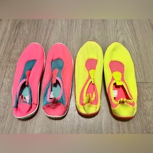 2 Pairs of Like New Vibrant Pink and Yellow Water Shoes Women’s M (7-8)